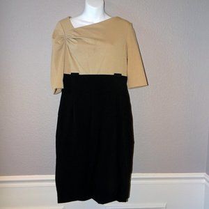 CALVIN KLEIN Beige/ Tan  & Black color block Women's Fall Dress Sz 10 CK